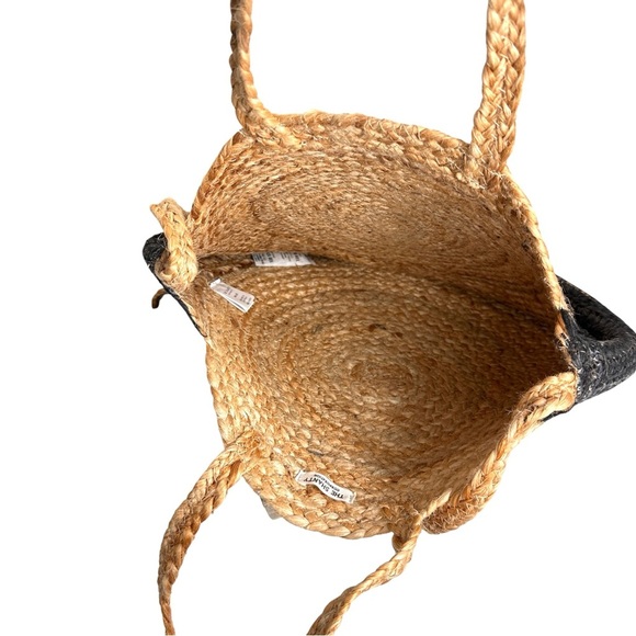 The Shanty Moroccan Round Crossbody Woven Jute Straw Beach Bag in Natural - Picture 5 of 11